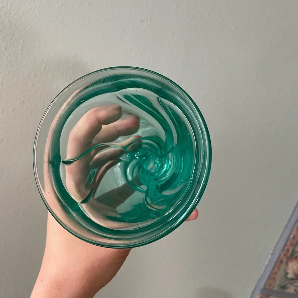 Noritake | Vintage 90s Aquamarine Swirl Ice Cream Chalice Glasses